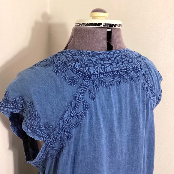 L’affaire Chambray Embroidered Boho Top Size M - Picture 8 of 14